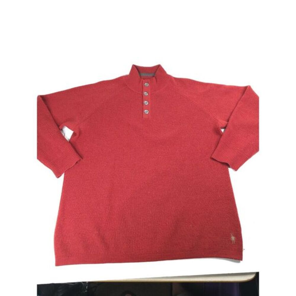 SmartWool Men's Lathrop Mock Neck Sweater 1/4 Button‎ 100% Merino L Large Winter